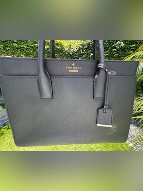 Kate Spade, Cameron Large Satchel Black Leather Tote Bag